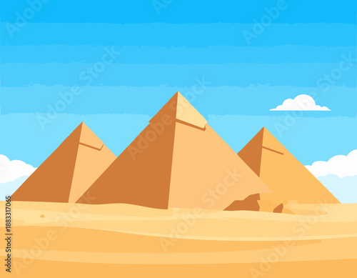 Egyptian pyramids vector illustration using geometric minimal shapes