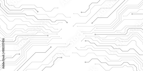 Technology black circuit diagram concept. High-tech circuit board connection system.Vector abstract technology on a white background.