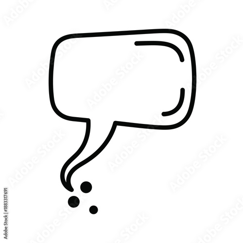 Simple black and white speech bubble illustration for communication and conversation.