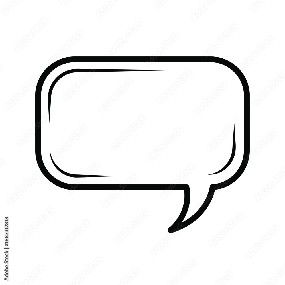 Fototapeta premium Simple speech bubble outline for communication and conversation.
