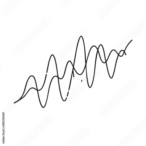 Black and white line of a whisker with a loop at the end line whisker fine line