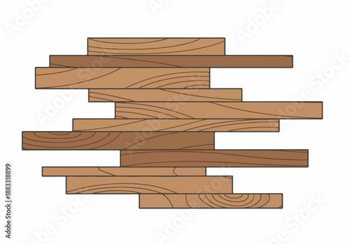 Wooden plank arrangement illustration in horizontal lines, ideal for background