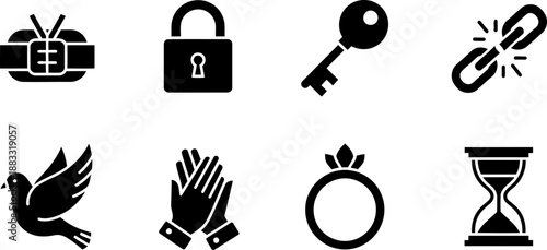 Chastity Week icon set: purity, restraint, and faith symbols