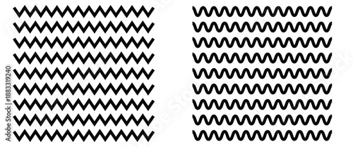 Abstract Chevron Pattern Background Illustration. Regular zigzag texture. Geometric classic fashion ornament. Background of black wavy lines on white background.