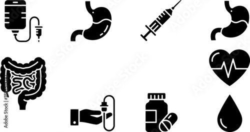 Feeding Tube Awareness Week icons: medical symbols