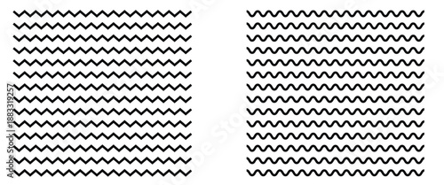 Abstract Chevron Pattern Background Illustration. Regular zigzag texture. Geometric classic fashion ornament. Background of black wavy lines on white background.