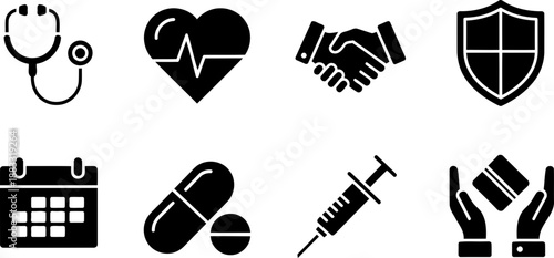 National Patient Recognition Week healthcare icons vector set