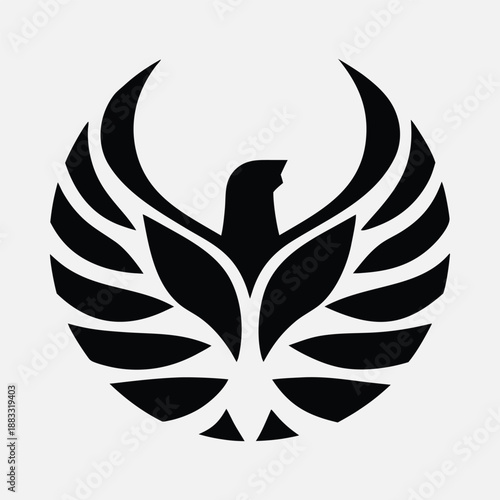 Minimalist abstract phoenix eagle bird logo design vector illustration