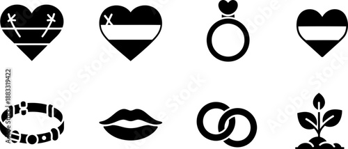 Aromantic Spectrum Awareness Week icons featuring love and relationships symbols
