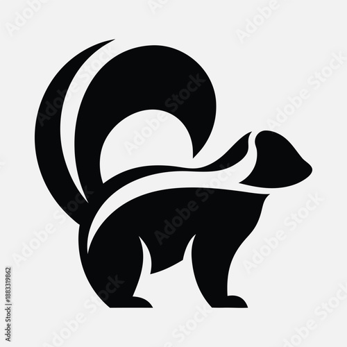 Minimalist black skunk silhouette design animal logo concept vector illustration