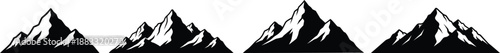 A row of stylized black mountain peaks on a white background