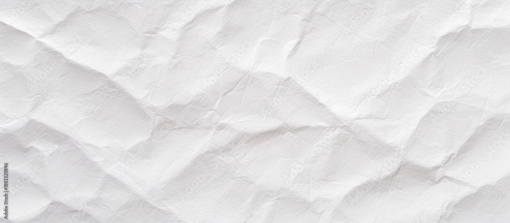 Obraz premium Close-up of a crumpled white paper texture with soft shadows and highlights, creating a subtle abstract background.