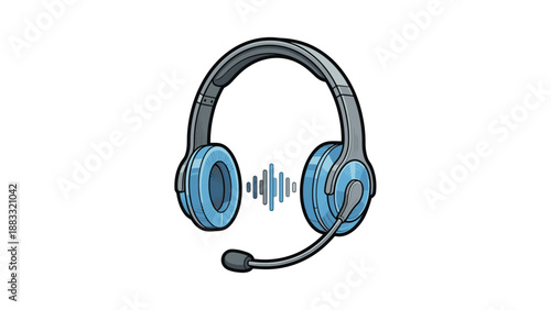 Stylish blue headset with microphone for clear audio communication and calls.