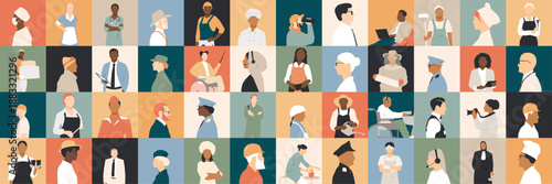 People of different professions together. 