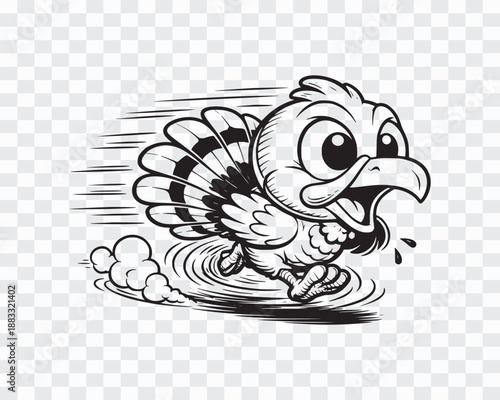 Speedy Cartoon Turkey Running Away