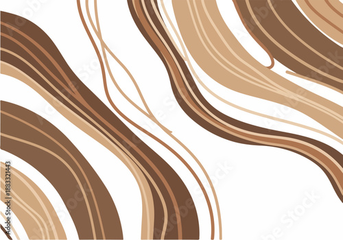 Wavy Brown Curves Abstract Design with Earthy Tones and Flowing Lines