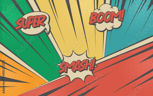 Five Blank Comic Books Colorful Template Background with speech bubble expression text