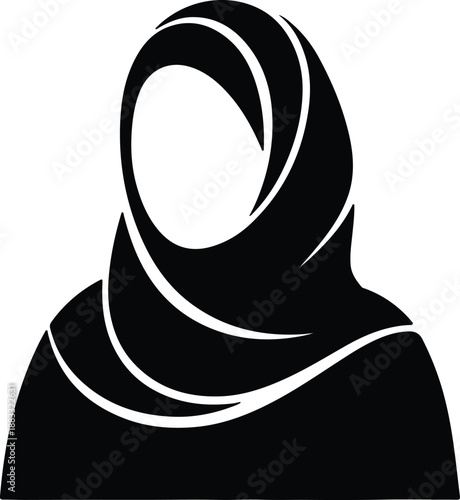 Muslim woman in hijab icon silhouette vector illustration
