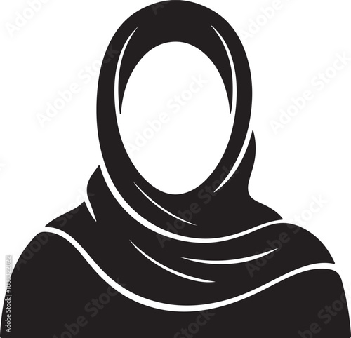 Minimalist silhouette of a Muslim woman wearing a hijab headscarf.