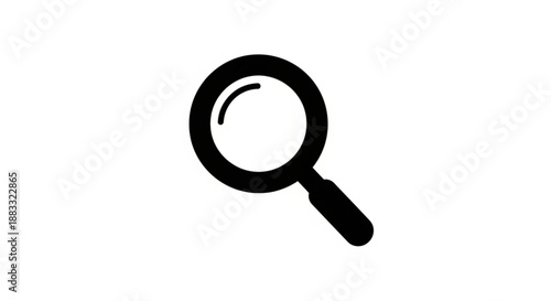 A simple black magnifying glass icon on a white background