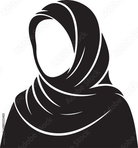 Muslim woman in hijab silhouette avatar icon