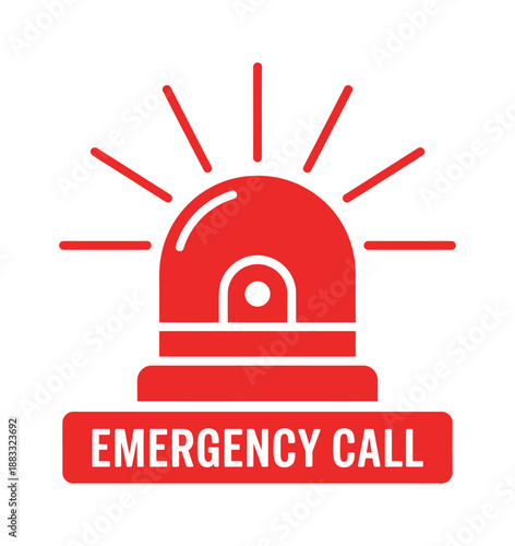 Emergency call siren light icon for urgent situations, alarm and alert symbol
