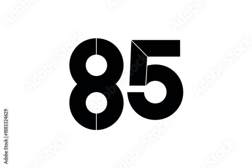 Large Black Number Eighty-Five Typography
