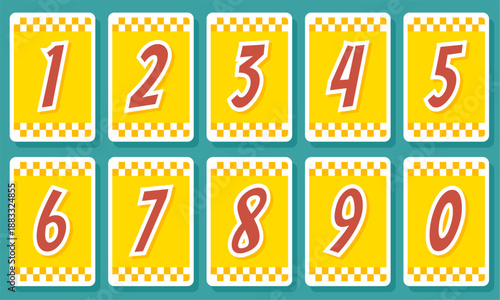 Playful Numeric Cards Set for Learning and Games in pop art comic style