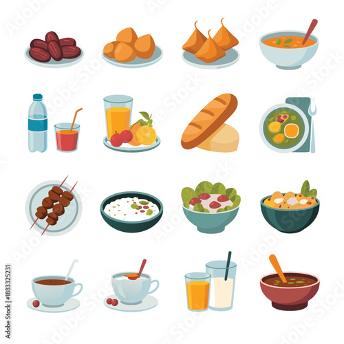 A diverse collection of international dishes, beverages, and snacks representing various culinary traditions