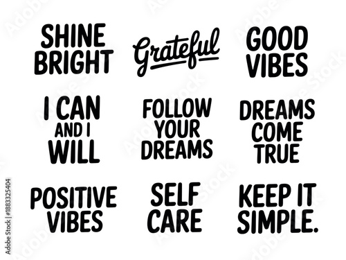 Inspirational Quotes and Positive Affirmations in Black Text on White Background for Motivation and Self-Care