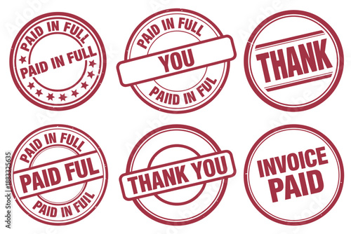 Red Paid Invoice Stamps Collection