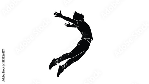 Man jumping in silhouette style isolated on white background