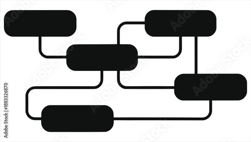 Artificial Intelligence Algorithm Flowchart Silhouette Vector Illustration for Tech, Data Science, Machine Learning, and AI Development in Minimal Design