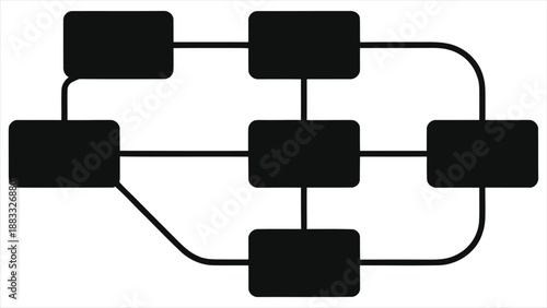 Artificial Intelligence Algorithm Flowchart Silhouette – Vector Diagram for Tech, Data Science, Machine Learning, and Business Process Visualization
