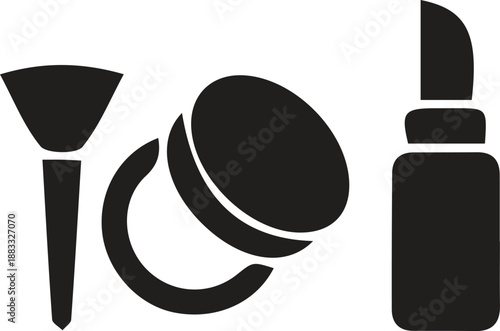 Minimalist black makeup tools and cosmetics icon