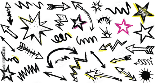 Fun black line doodle seamless pattern. Creative minimalist style art background for children or trendy design with basic shapes. 