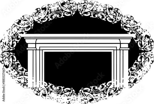 Classic ornate fireplace mantel with intricate decorative floral frame