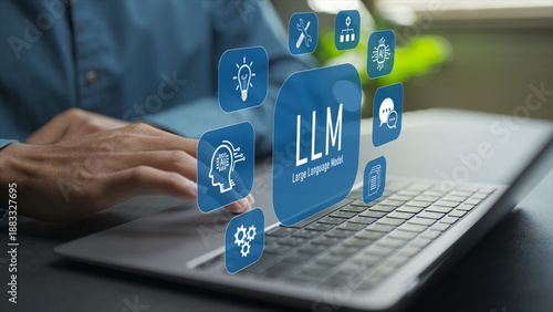 Obraz na płótnie LLM concept with large language model, artificial intelligence and natural language processing