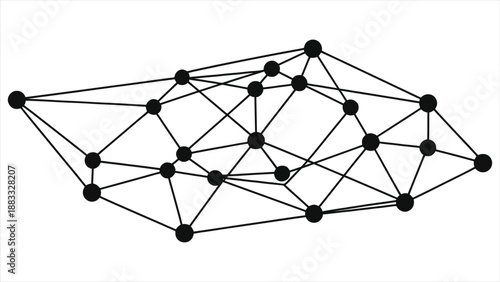 Artificial Intelligence Neural Network Vector | Digital Web Interconnected Node Network, Minimal Black Low Poly Linked Data Points, AI Machine Learning Tech Communication Graphic Background