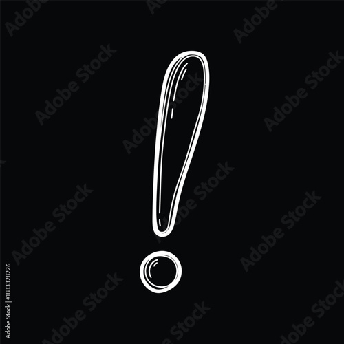 White exclamation mark on black background, simple and clear design.