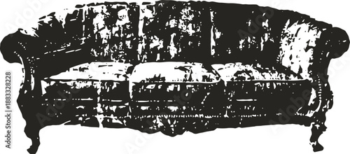 Vintage classic sofa with ornate wooden frame and plush cushions in traditional