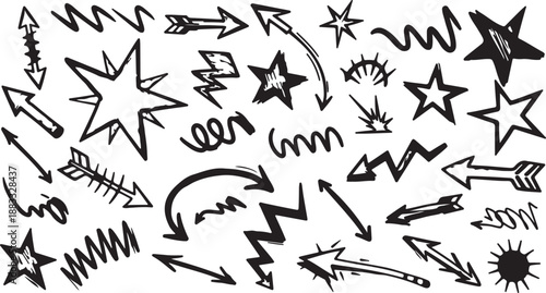 Fun black line doodle seamless pattern. Creative minimalist style art background for children or trendy design with basic shapes. 