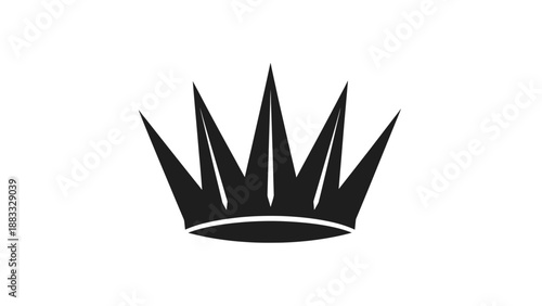 A simple, symmetrical black crown on white background. Flat vector illustration