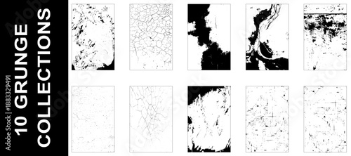 Monochrome grunge noise backdrop, horizontal static streaks and scattered speckle dust. Grunge texture set. Vector 