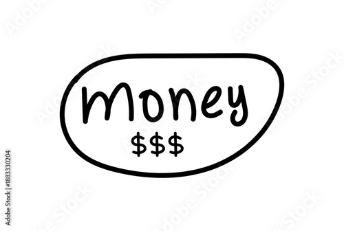Hand drawn money lettering with dollar symbols simple finance concept doodle style vector art