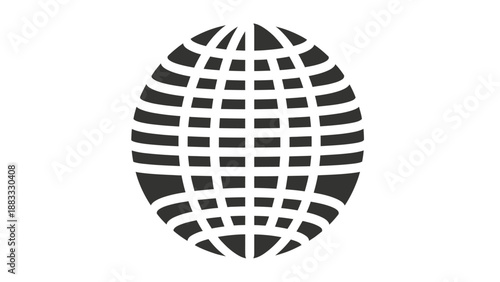 A black and white graphic of an ovoid shape with a grid pattern overlay