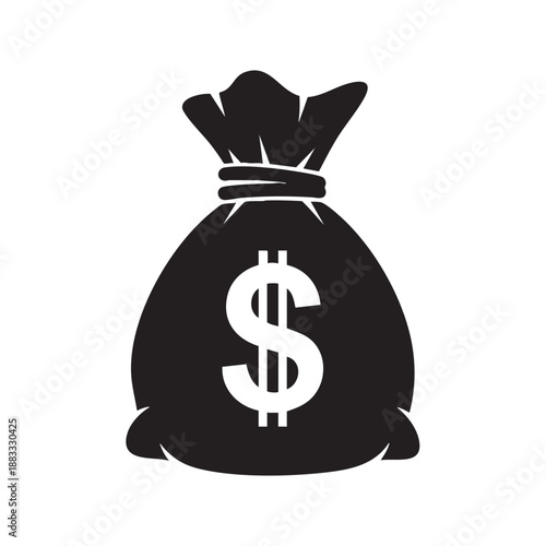 Black money bag with white dollar sign finance 7