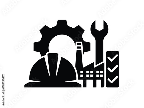 Industrial maintenance and safety isolated on white background, Vector, illustration