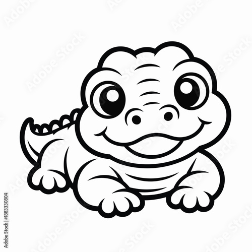 Cartoon baby crocodile smiling isolated on white background, Vector, illustration