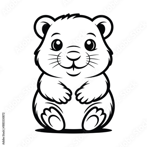 Adorable hamster sitting upright isolated on white background, Vector, illustration